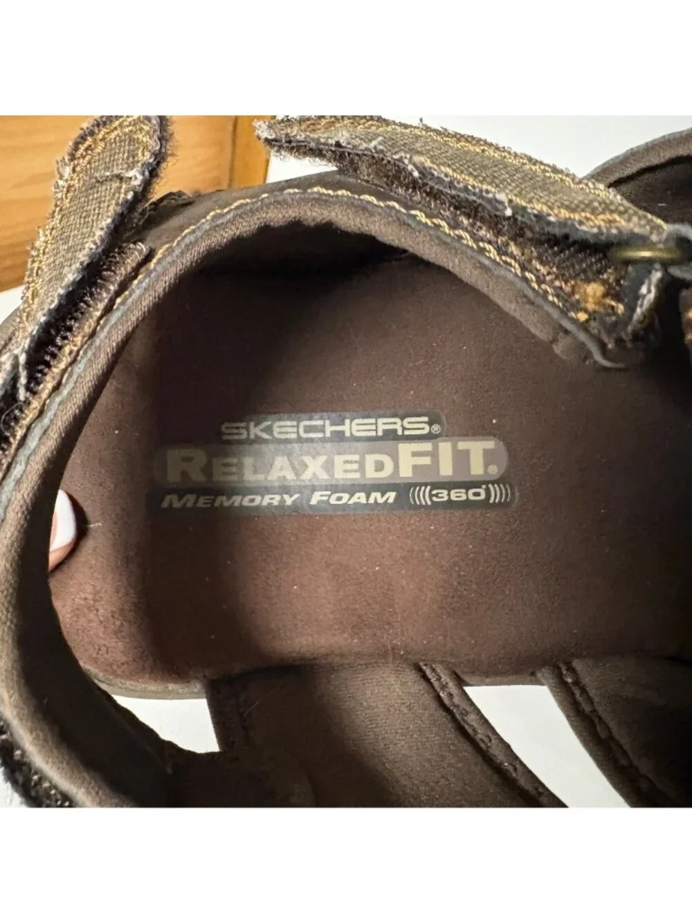 Skechers Relaxed Fit Mens Sandals Size 12 Brown Memory Foam Adjustable Straps